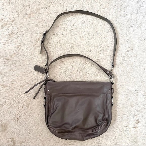 Coach Zoe Taupey Gray Leather 2-Way Hobo ATB Shoulder Bag Purse - 12.5” x 10” - Picture 3 of 12